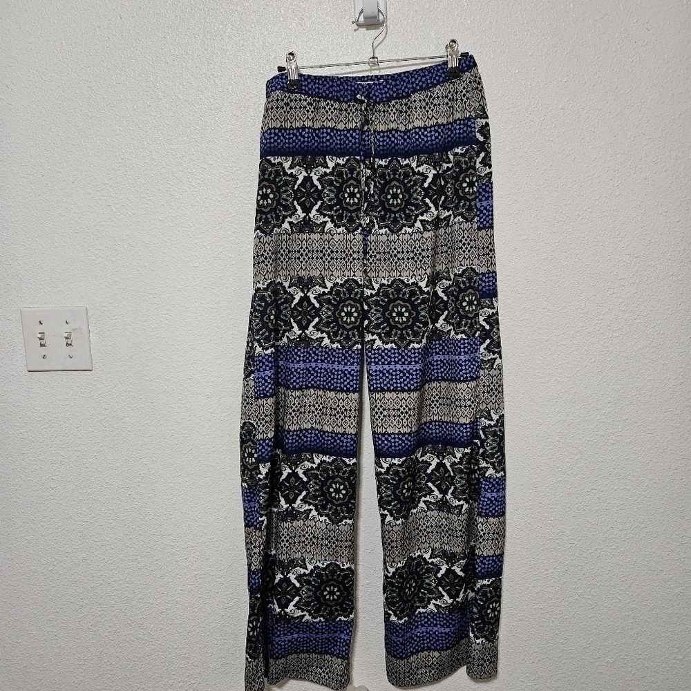 Umgee elastic waist wide leg boho style pants size medium